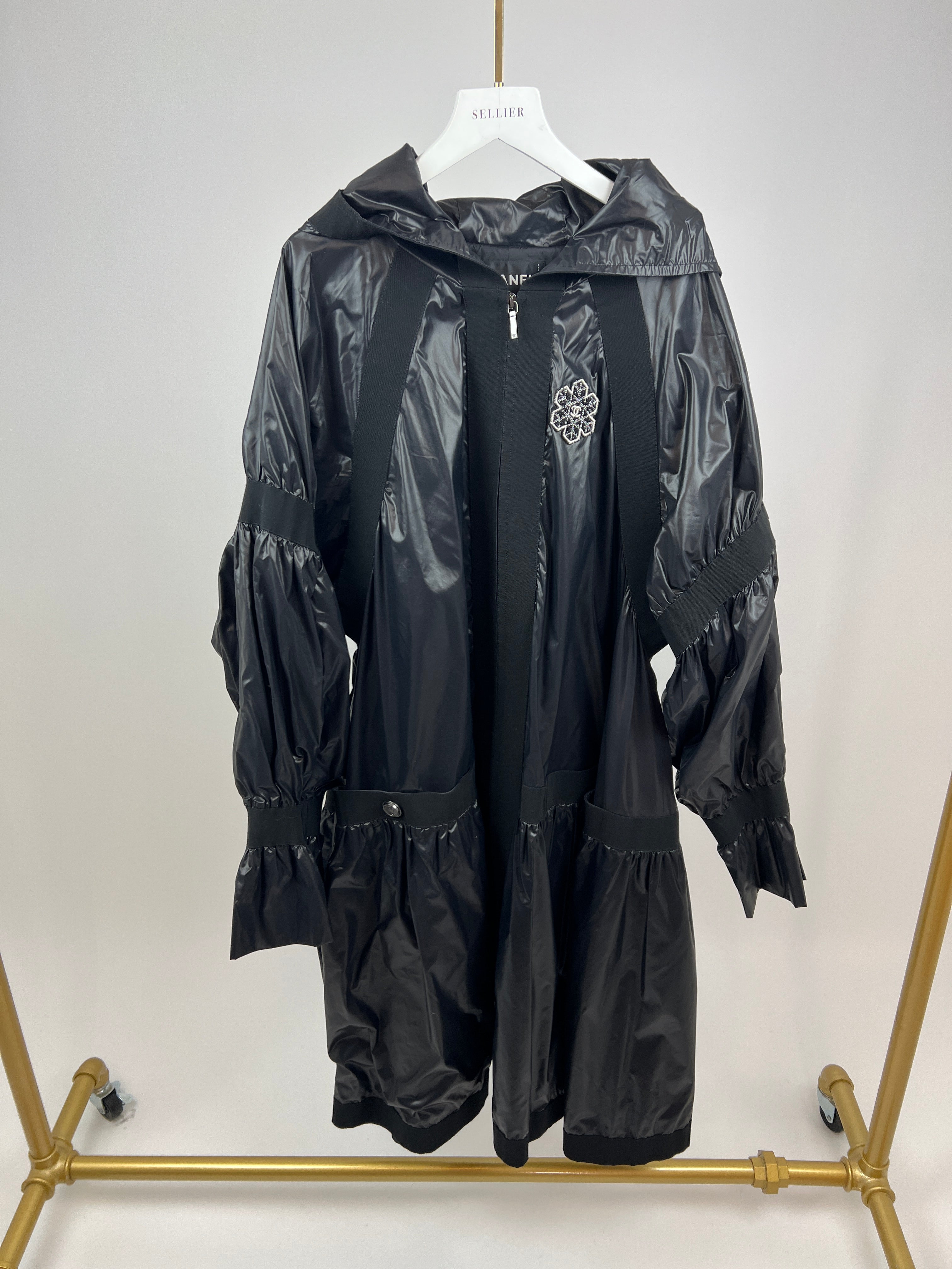 Chanel Black Rain Jacket with CC Logo Size FR 46 (UK 20)