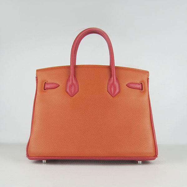 Hermes Birkin 30cm Togo Leather Handbags Red/Orange/Green Silver
