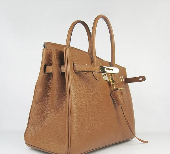 Hermes Birkin 35cm Togo Leather Handbags Light Coffee Golden