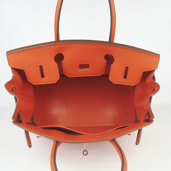 Hermes Birkin 30cm Togo Leather Handbags Orange Golden