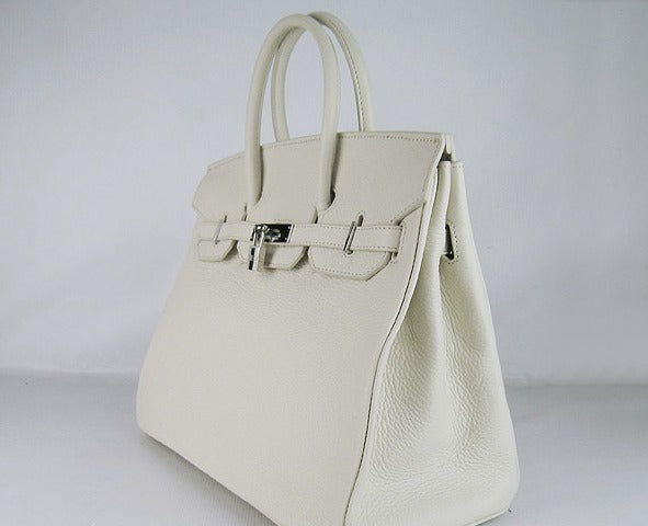 Hermes Birkin 35cm Togo Leather Handbags Beige Silver