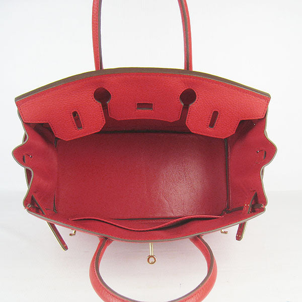 Hermes Birkin 30cm Togo Leather Handbags Red Golden