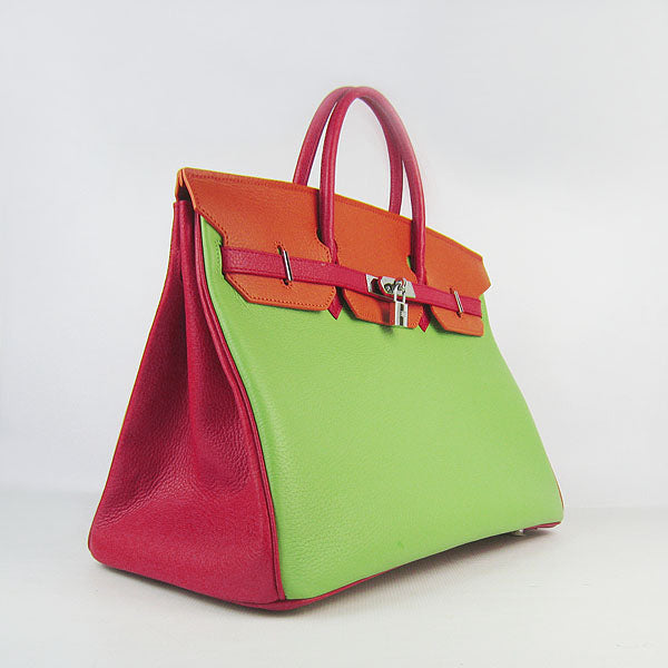 Hermes Birkin 35cm Togo Leather Handbags 6099 Red/Orange/Green S
