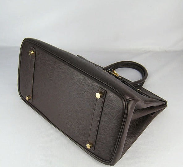 Hermes Birkin 35cm Togo Leather Handbags Dark Coffee Golden