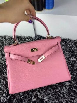 Hermes Kelly 25cm Togo Leather Bag Pink Gold
