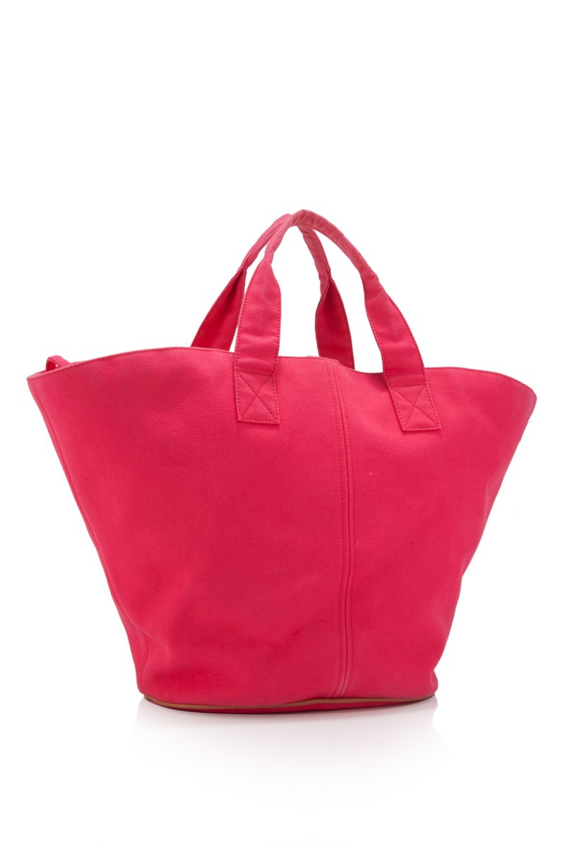 Pre-Loved Hermes Pink Canvas Fabric Beach Tote Bag France