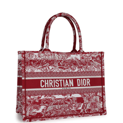 Christian Dior Burgundy Toile De Jouy Stripes Medium Book Tote
