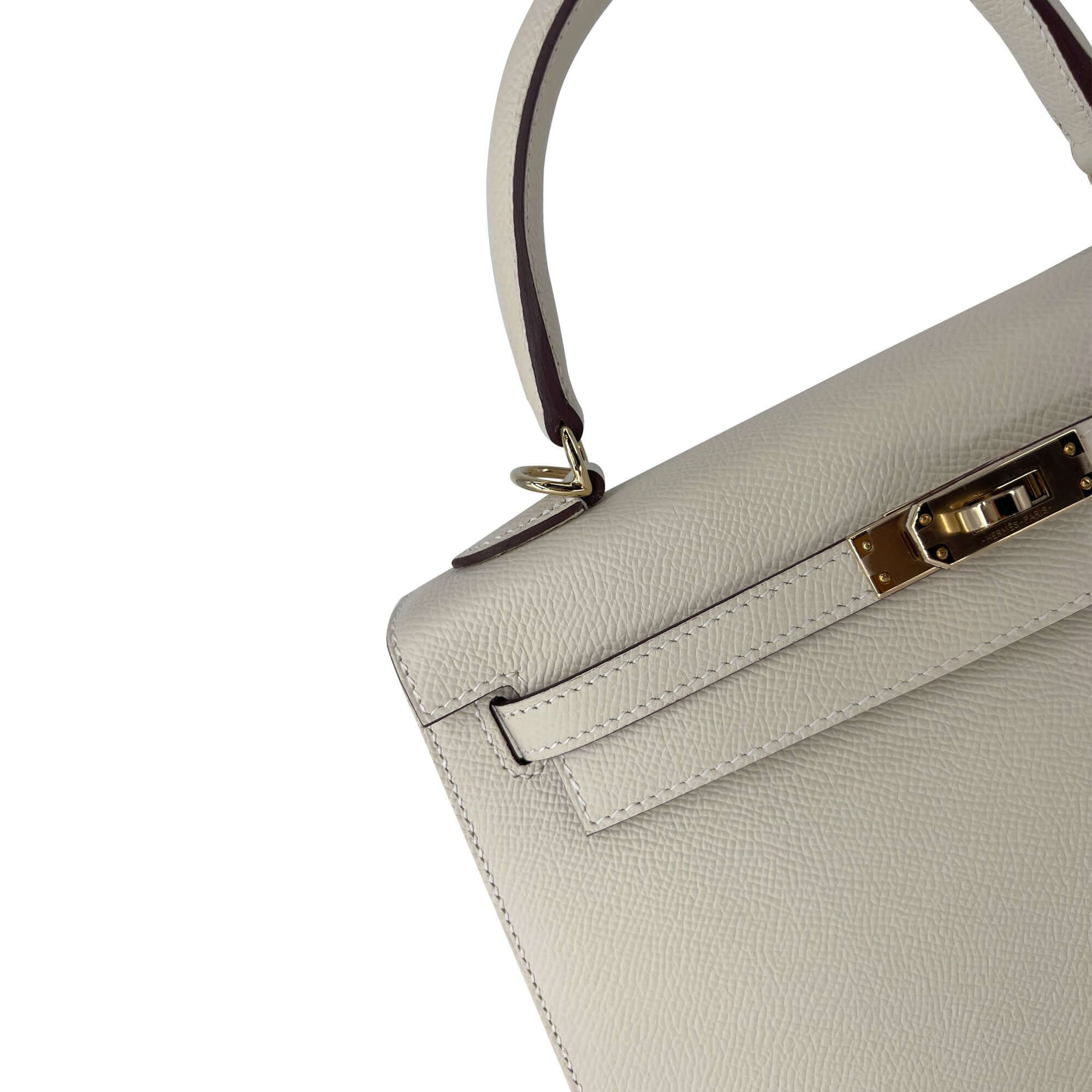 Top Quality Hermes Kelly Craie Epsom leather designer bag K25 GHW