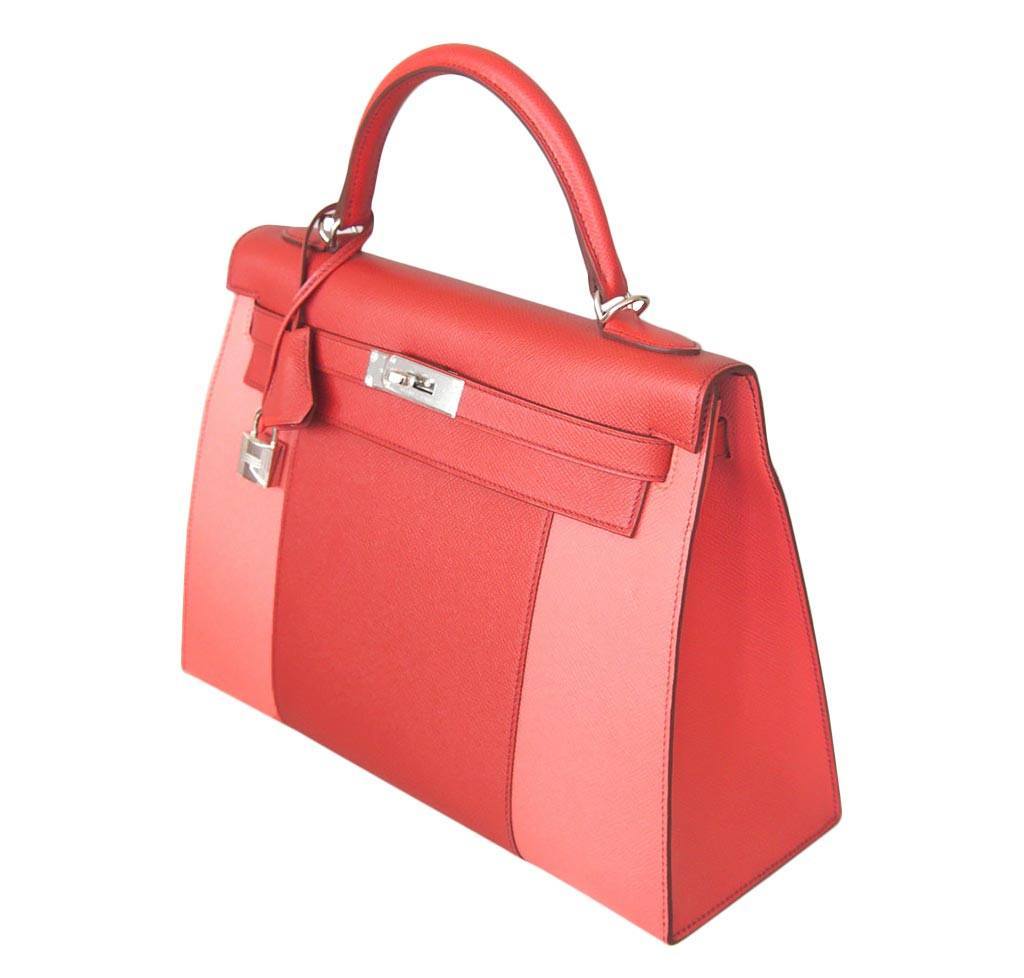 Hermès Kelly 32 Sellier Flag Red Pink Bag