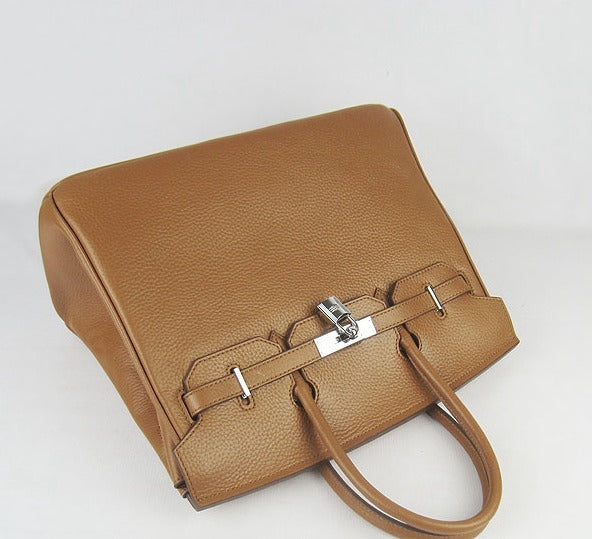 Hermes Birkin 35cm Togo Leather Handbags Light Coffee Silver