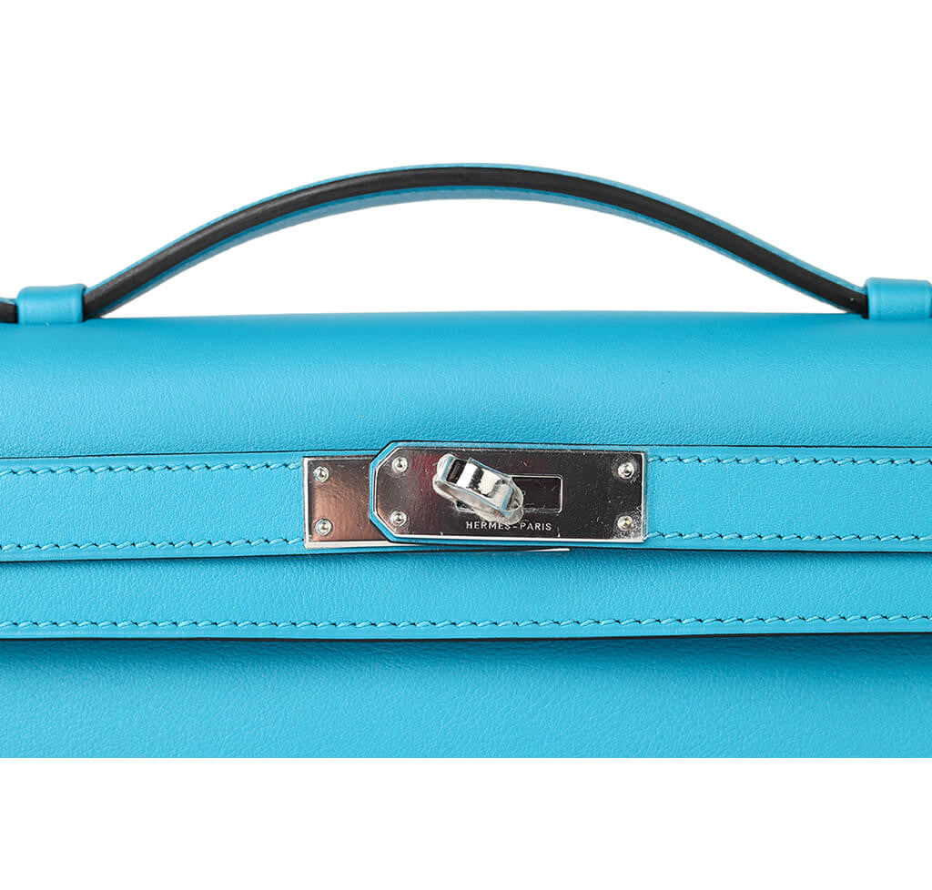 Hermès Kelly Cut Bag Turquoise Swift