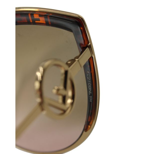 FENDI FF0290/S FF Gradient Cat Eye Sunglasses in Gold Metal