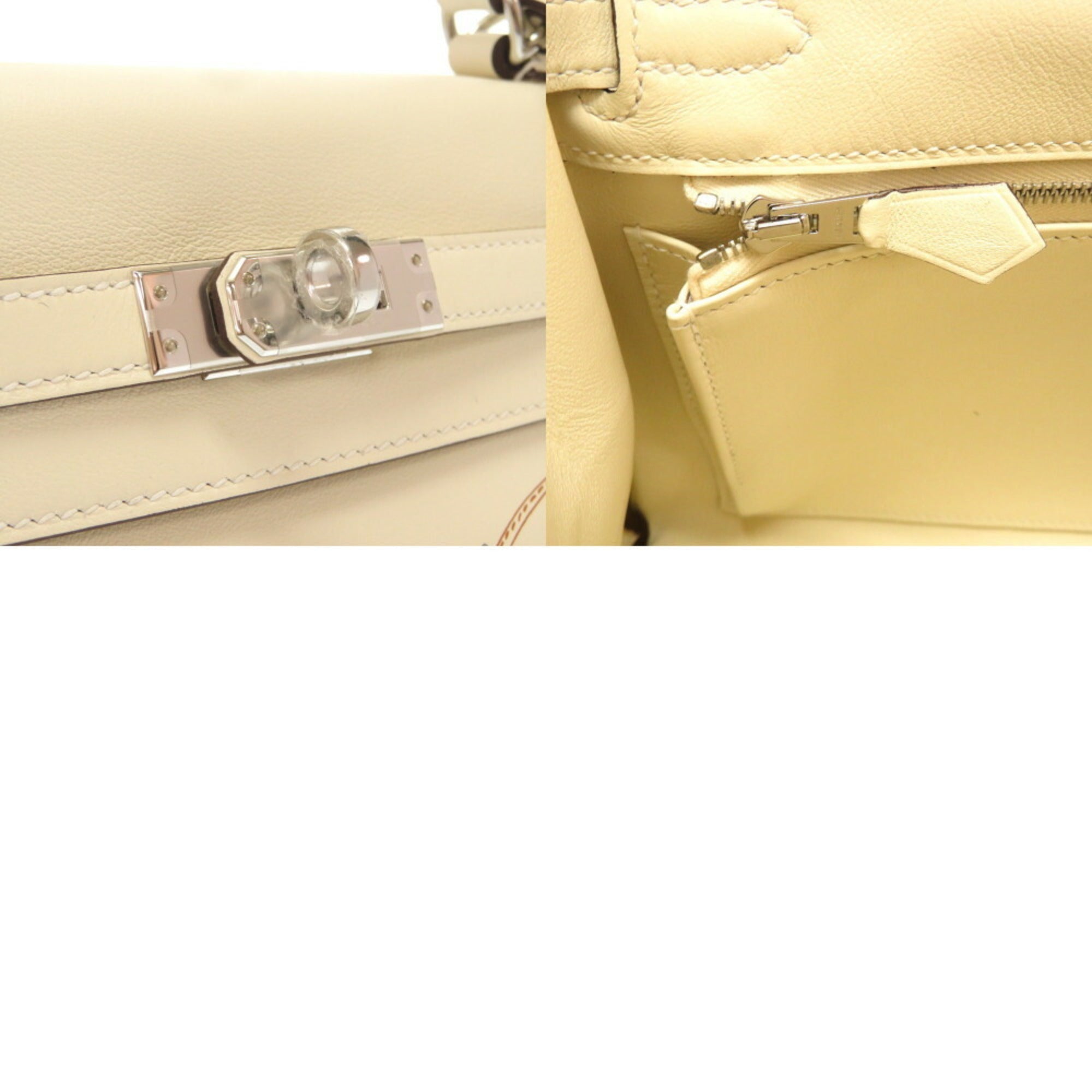 Hermes Kelly 25 Inner Stitch In-N-Out Vaux Swift Nata Z Engraved () Handbag White