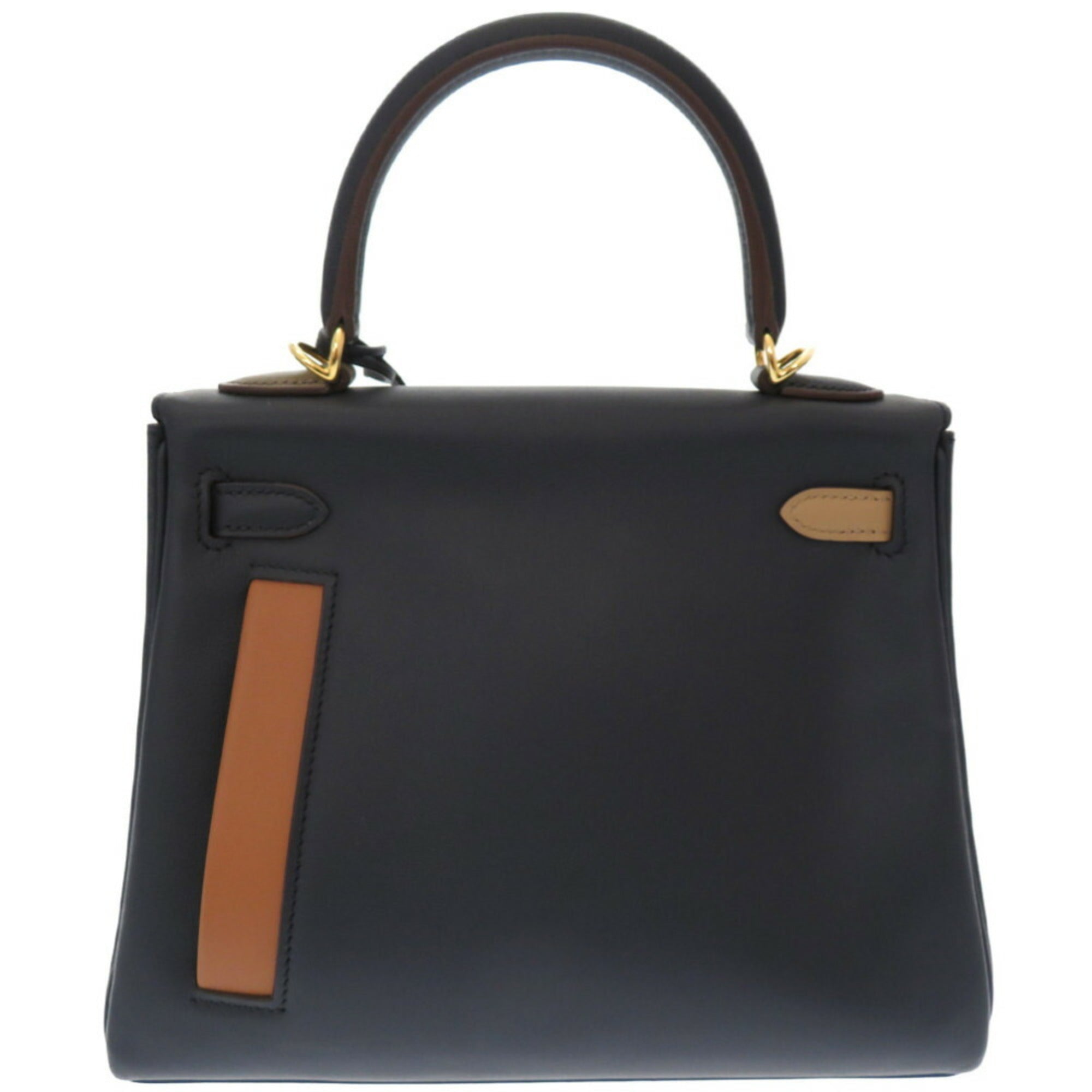 Hermes Kelly 25 Colormatic Swift Blue/Black/Chai/Etoupe/Gold U Engraved () Handbag