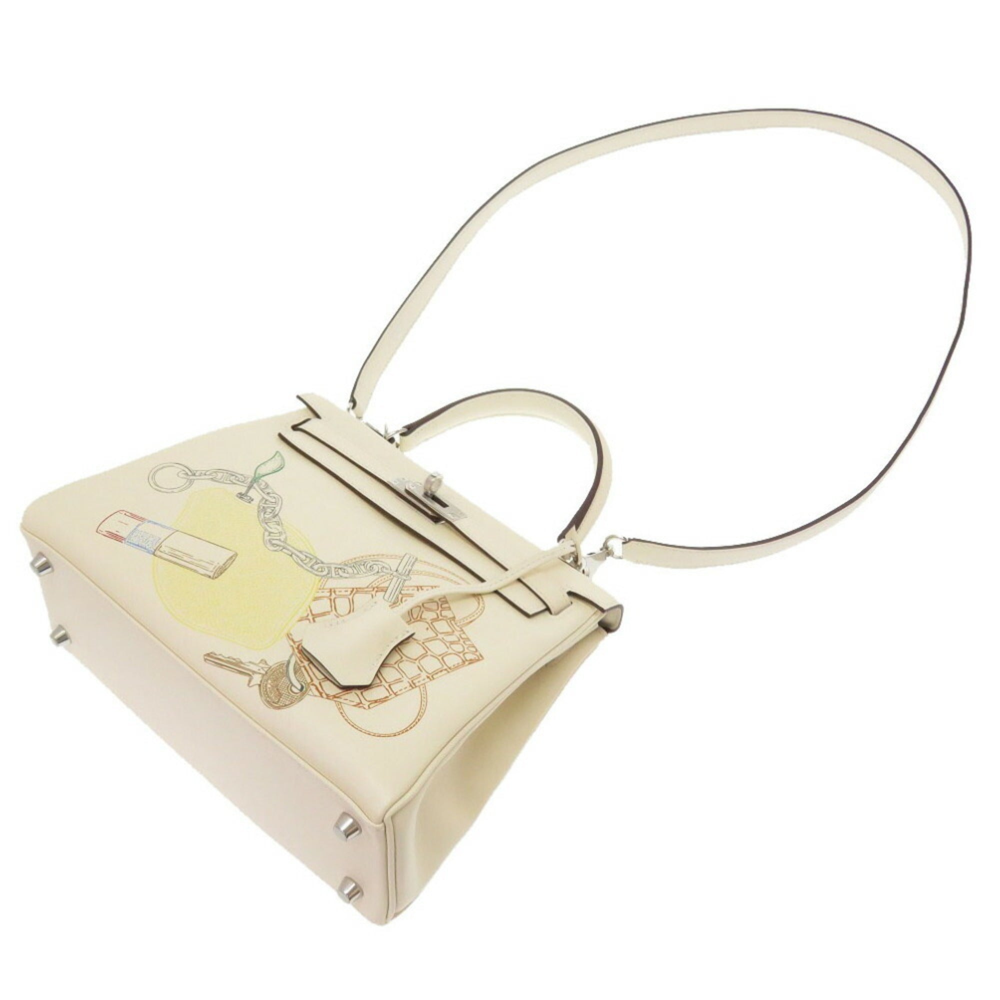 Hermes Kelly 25 Inner Stitch In-N-Out Vaux Swift Nata Z Engraved () Handbag White