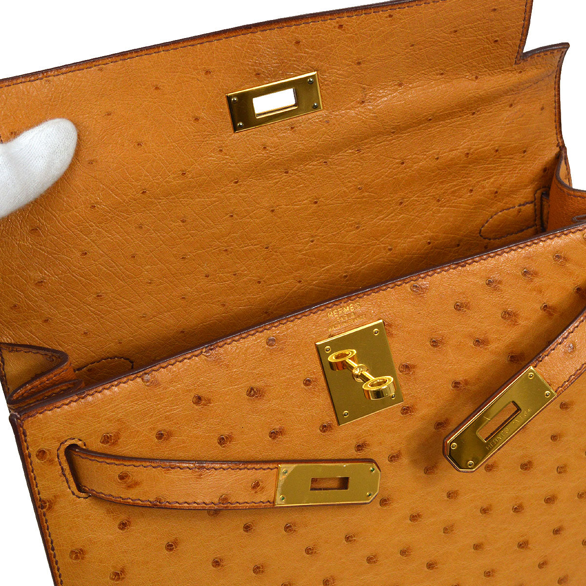 HERMES * 2005 KELLY 28 SELLIER Chestnut Ostrich