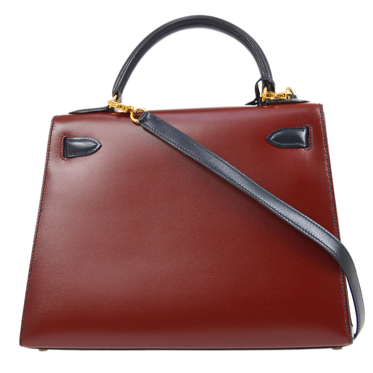 HERMES 1992 KELLY 28 SELLIER Tricolor Box calf