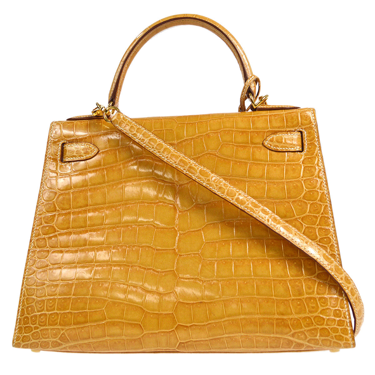 HERMES * 2000 KELLY 28 SELLIER Natural Porosus