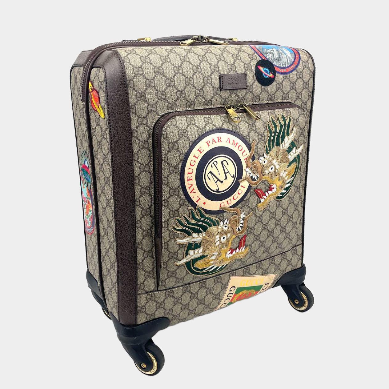 GUCCI GG Supreme Carry-On Suitcase- Travel Patches