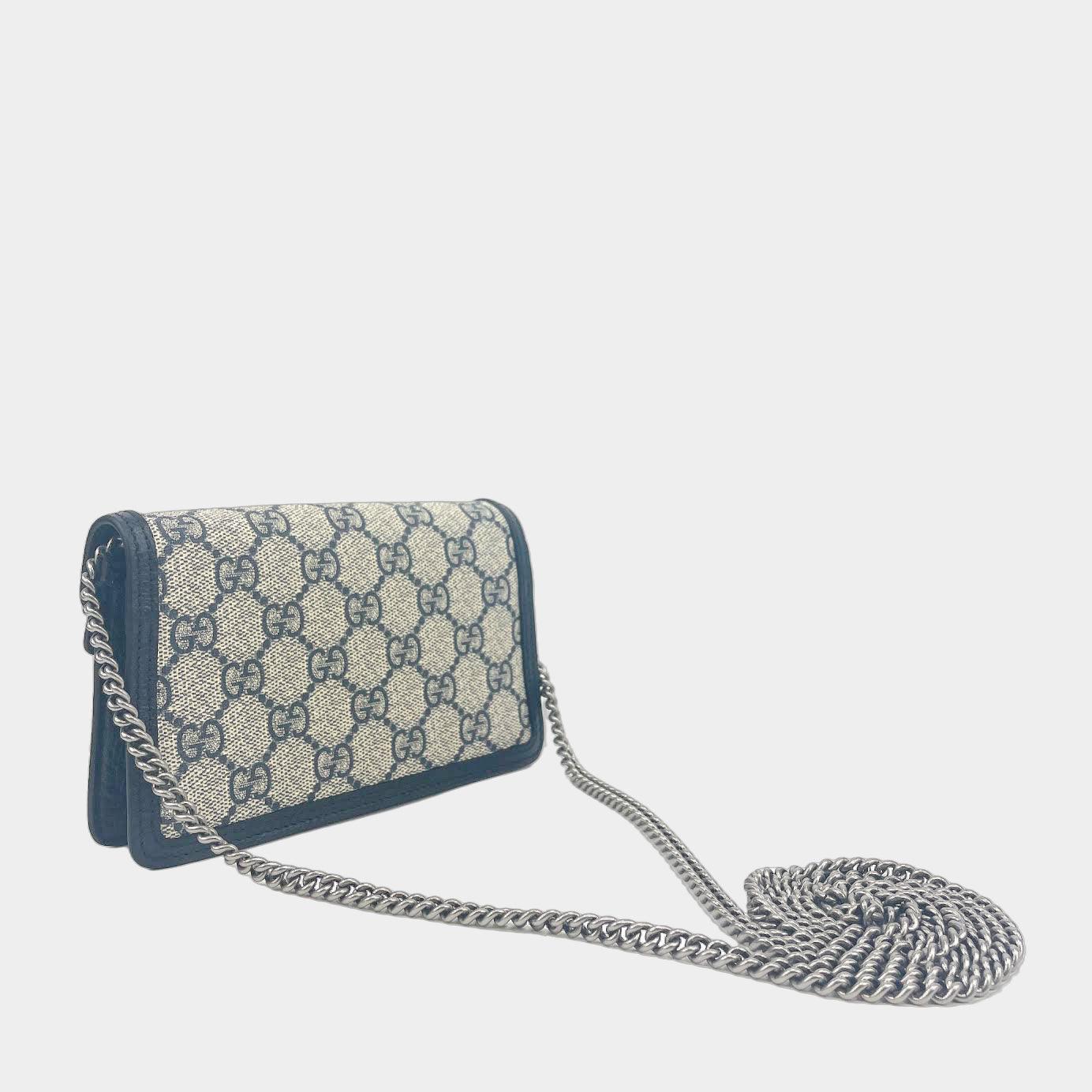 GUCCI GG Dionysus Super Mini Supreme - Navy/Beige