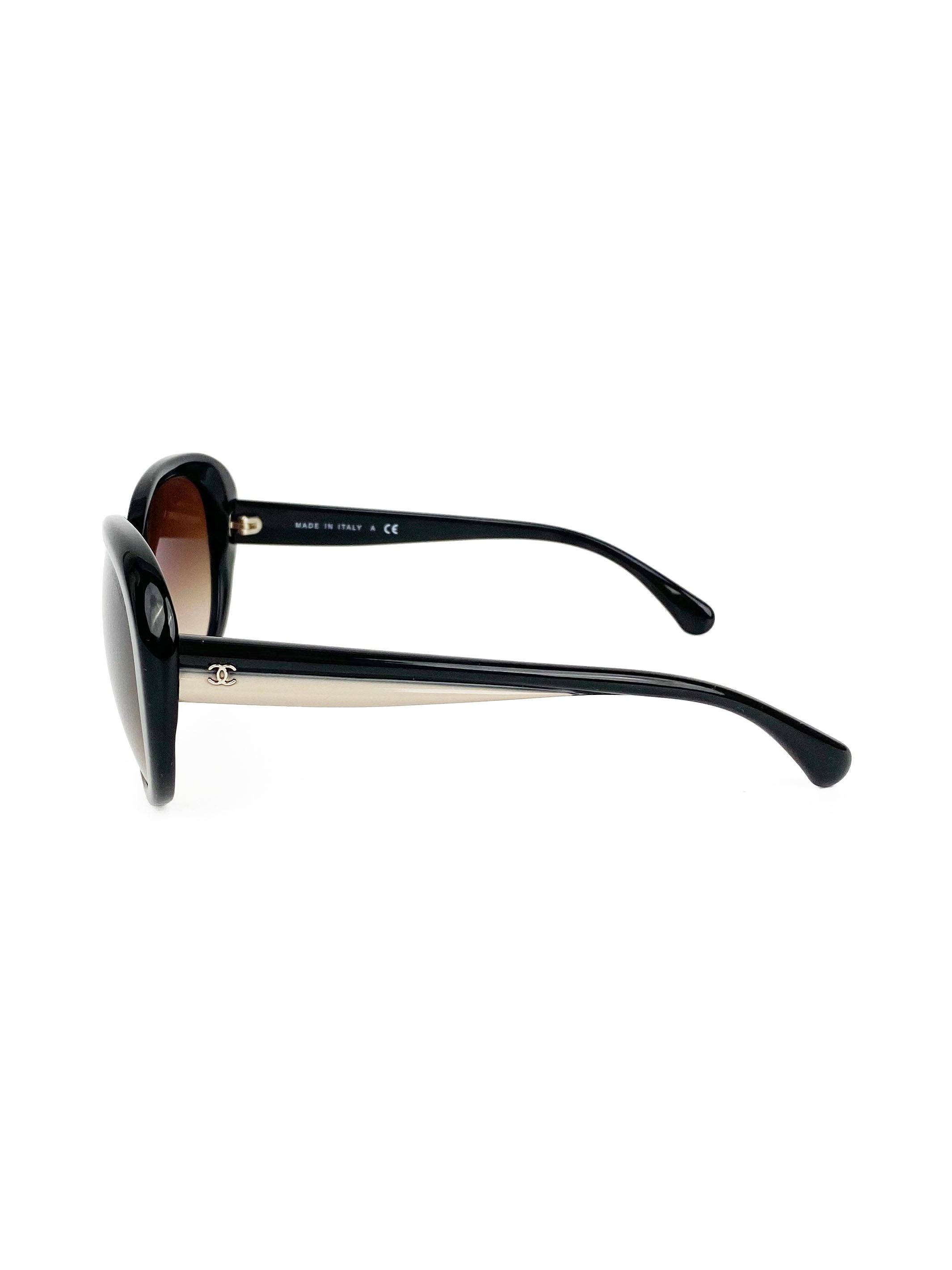 Chanel Black & Beige Butterfly Sunglasses 5312