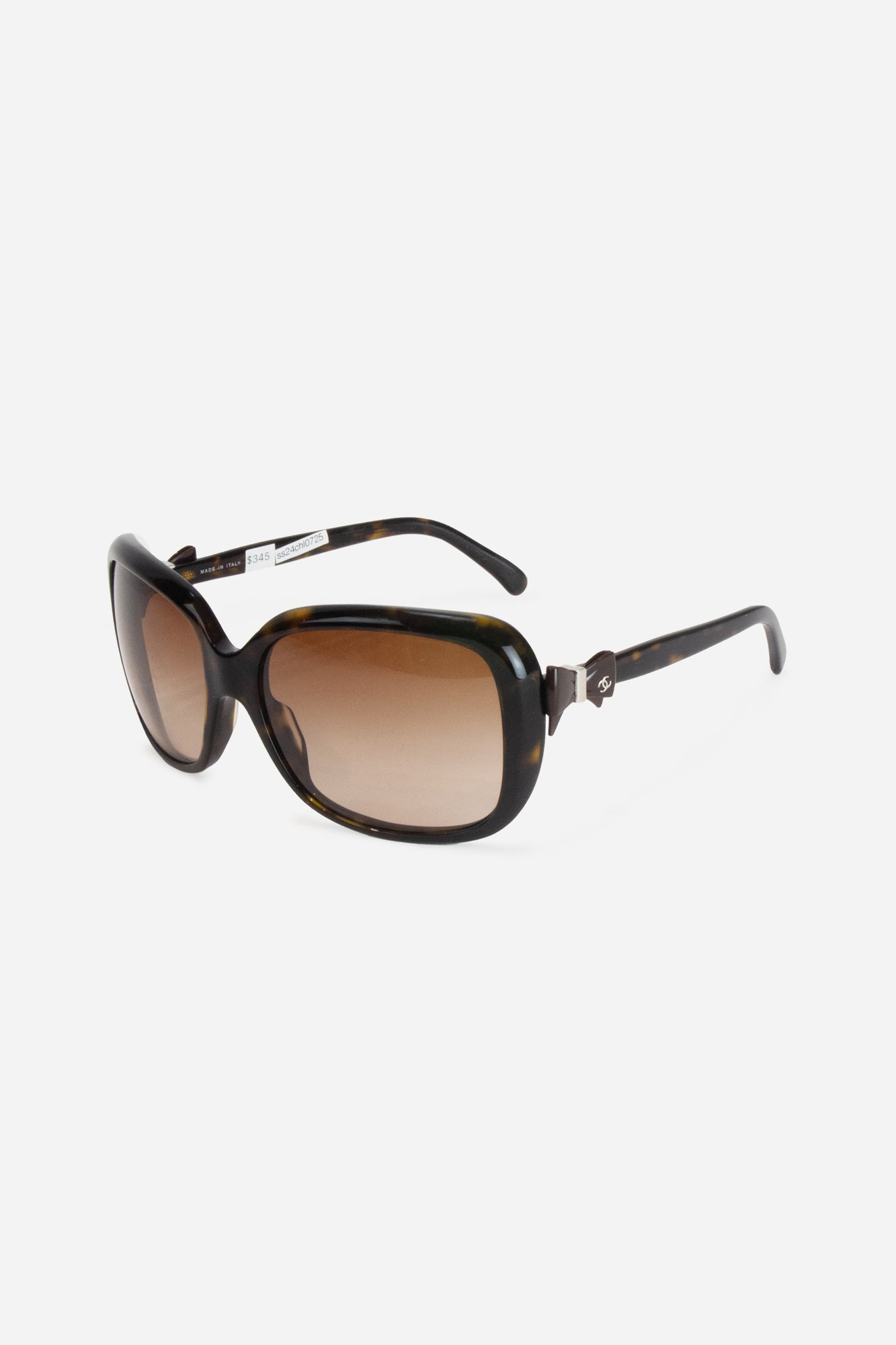 Tortoise Sunglasses With Chanel Bow On Arm