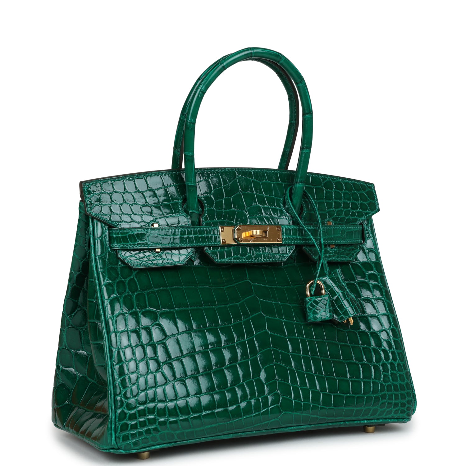 Hermes Birkin 30 Emerald Shiny Niloticus Crocodile Gold Hardware