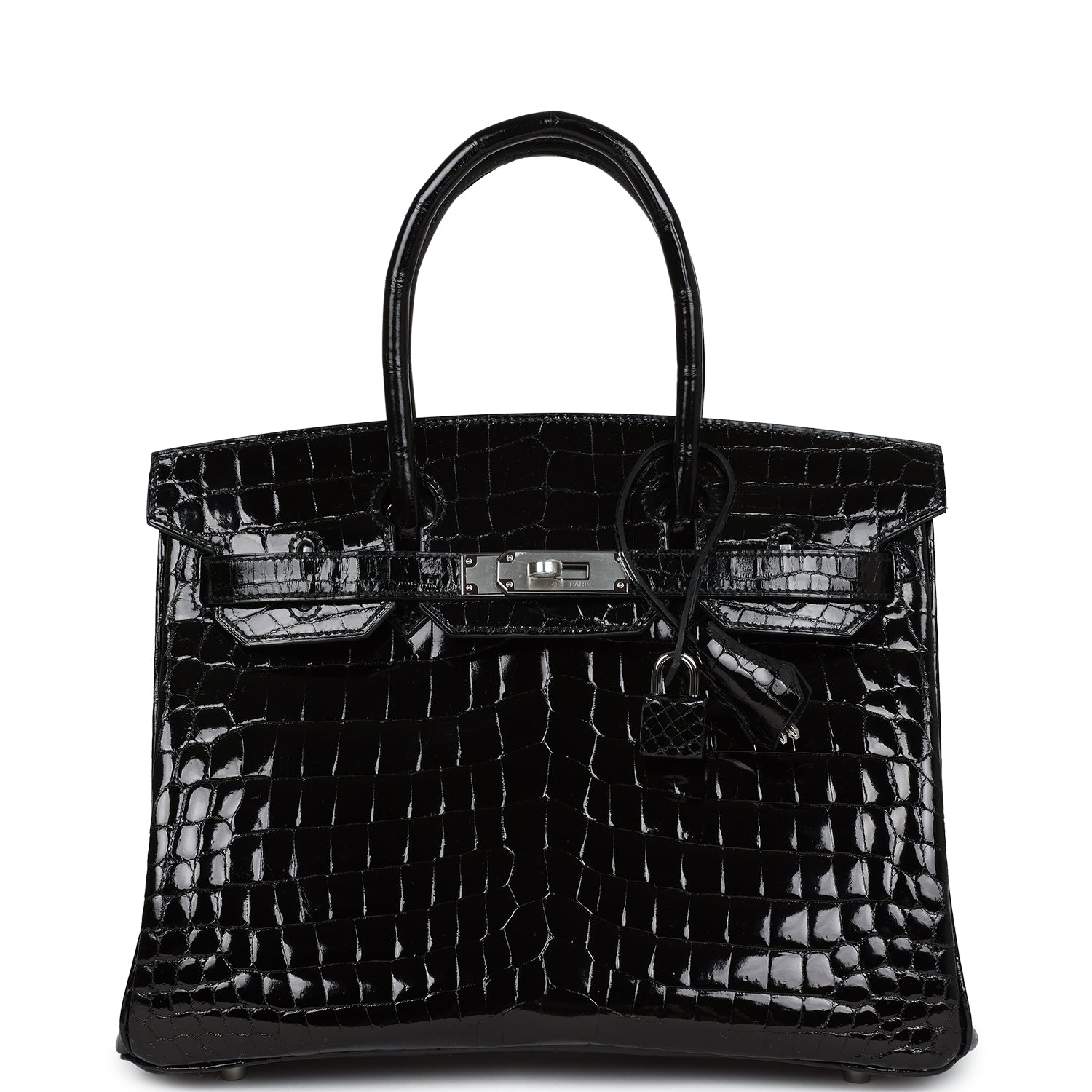 Hermes Birkin 30 Black Shiny Crocodile Niloticus Palladium Hardware