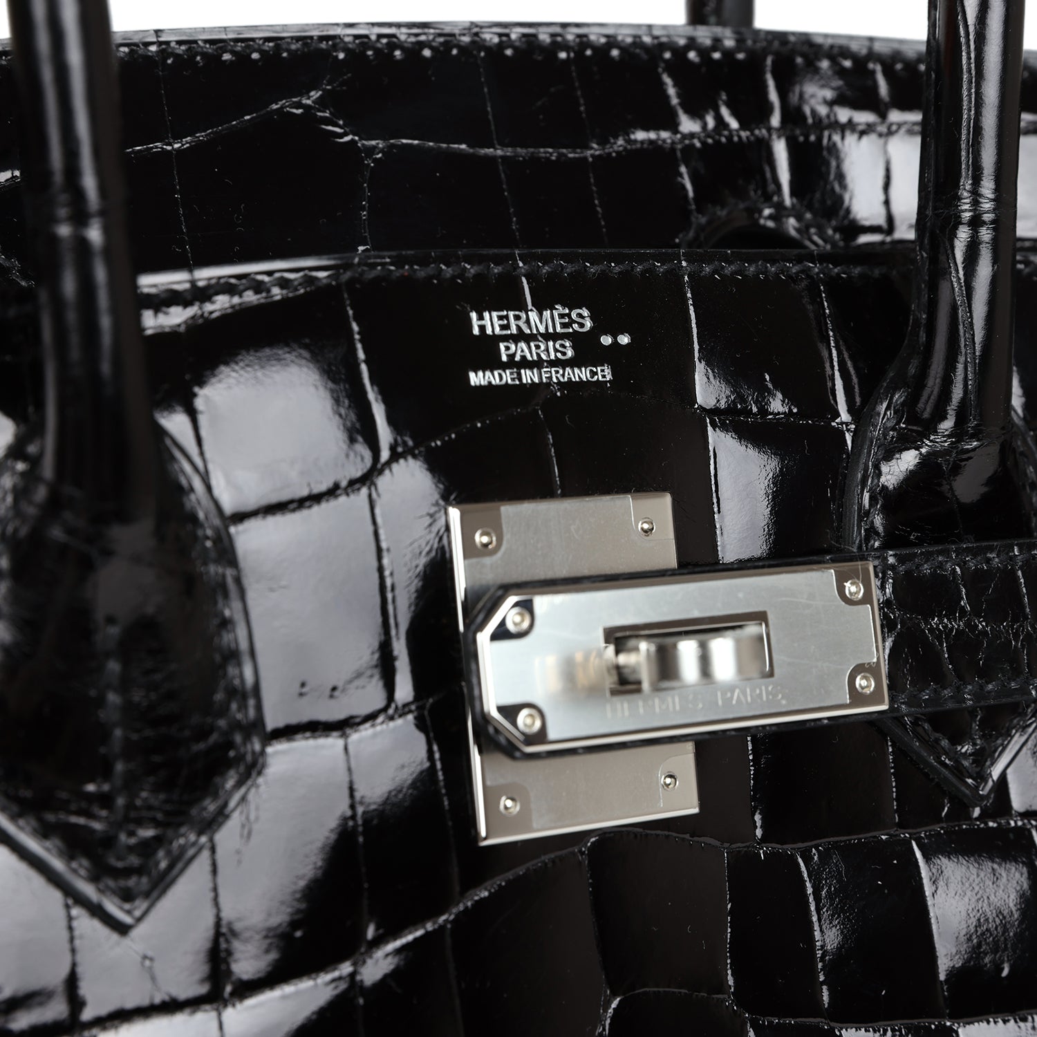 Hermes Birkin 30 Black Shiny Crocodile Niloticus Palladium Hardware