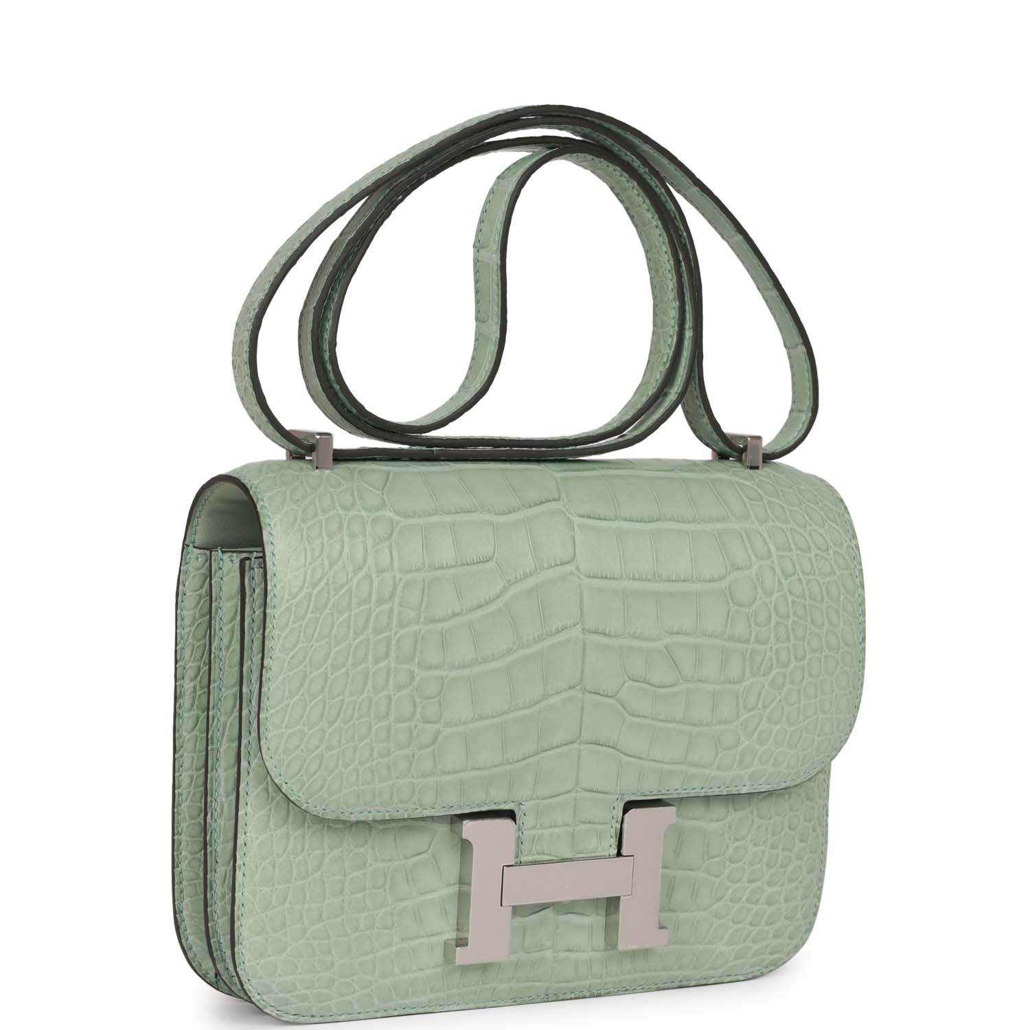 Hermes Constance 1-18 Vert D'Eau Matte Alligator Palladium Hardware