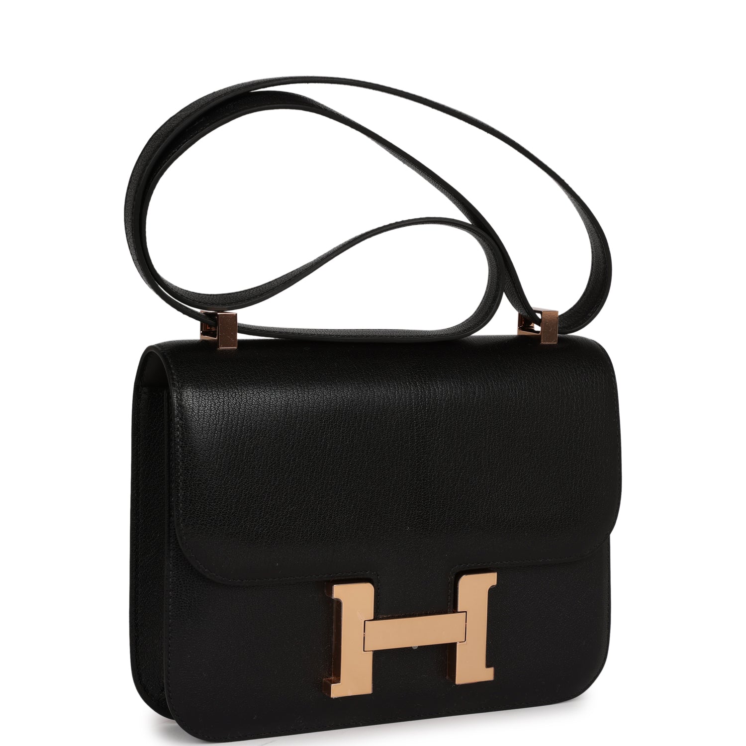 Hermes Constance 1-24 Black Chevre Chamkila Rose Gold Hardware