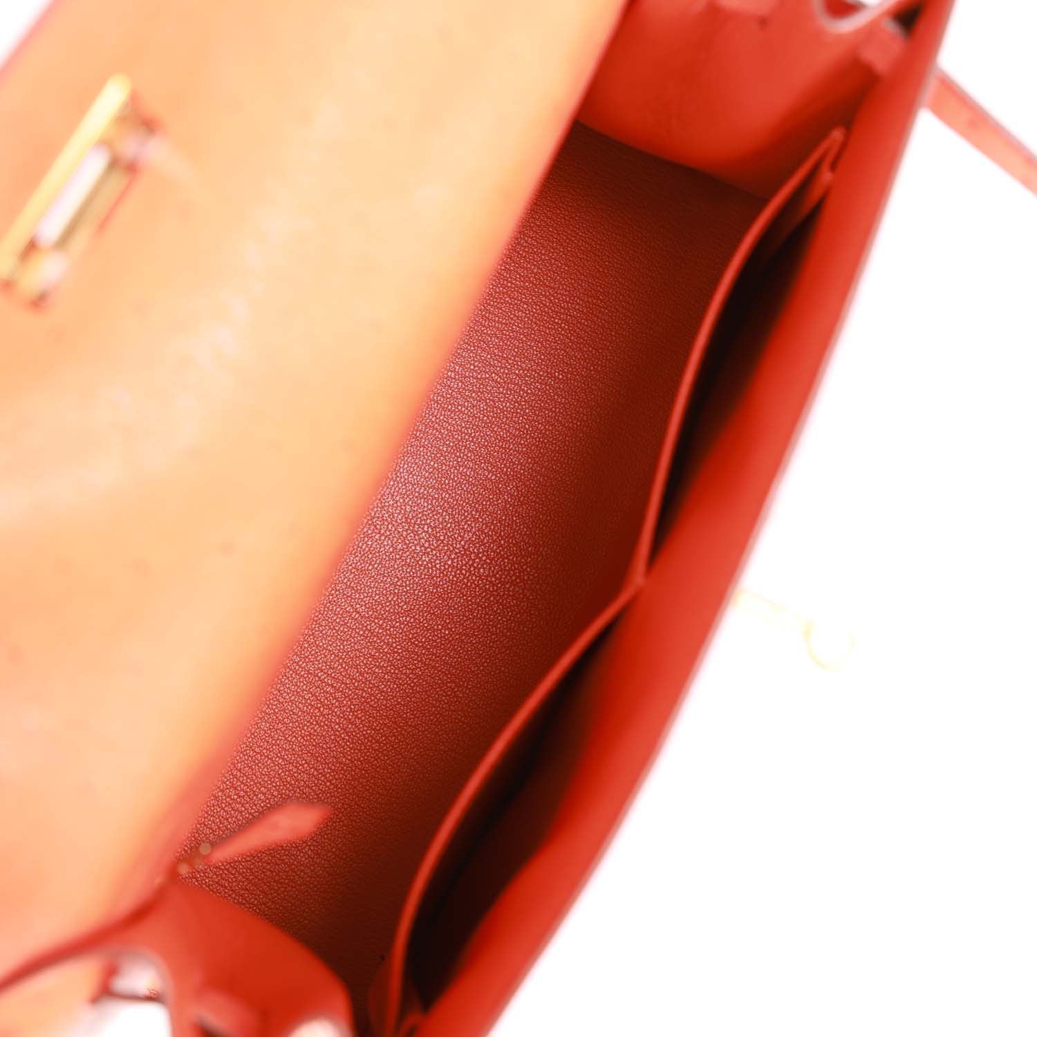 d Hermes Kelly Sellier 28 Tangerine Ostrich Gold Hardware