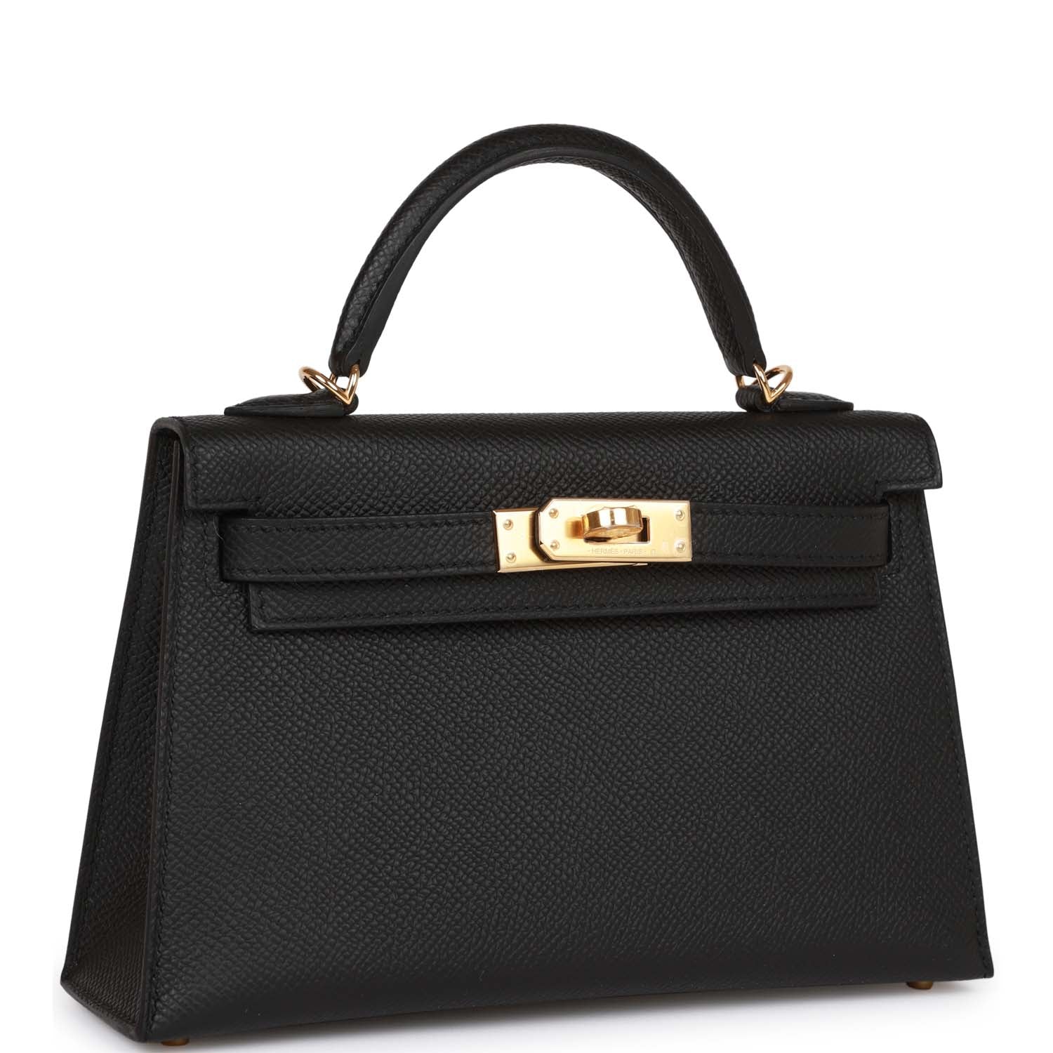 Hermes Kelly 20 Black Epsom Sellier Gold Hardware