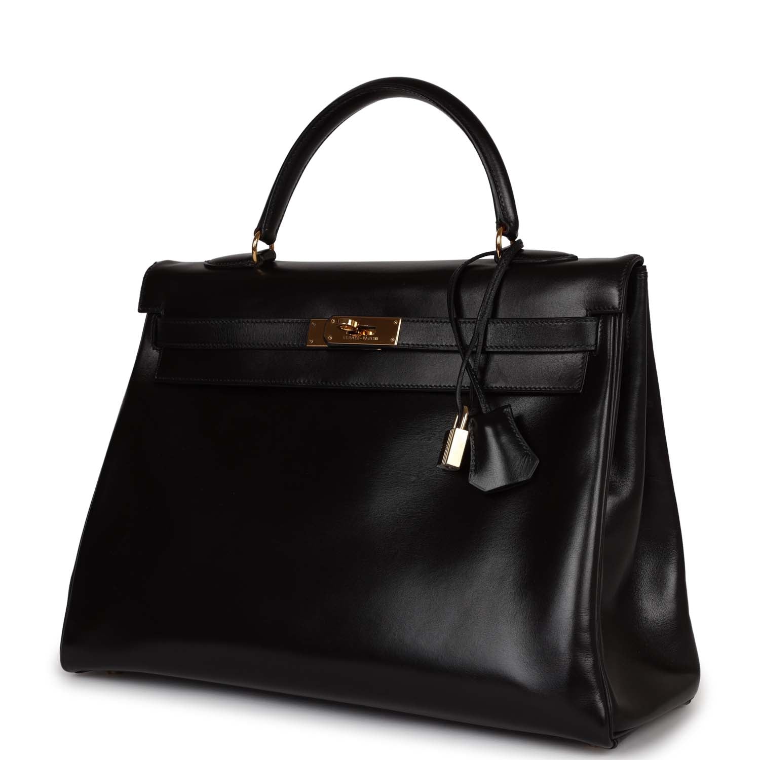 Hermes Kelly 35 Retourne Black Box Gold Hardware