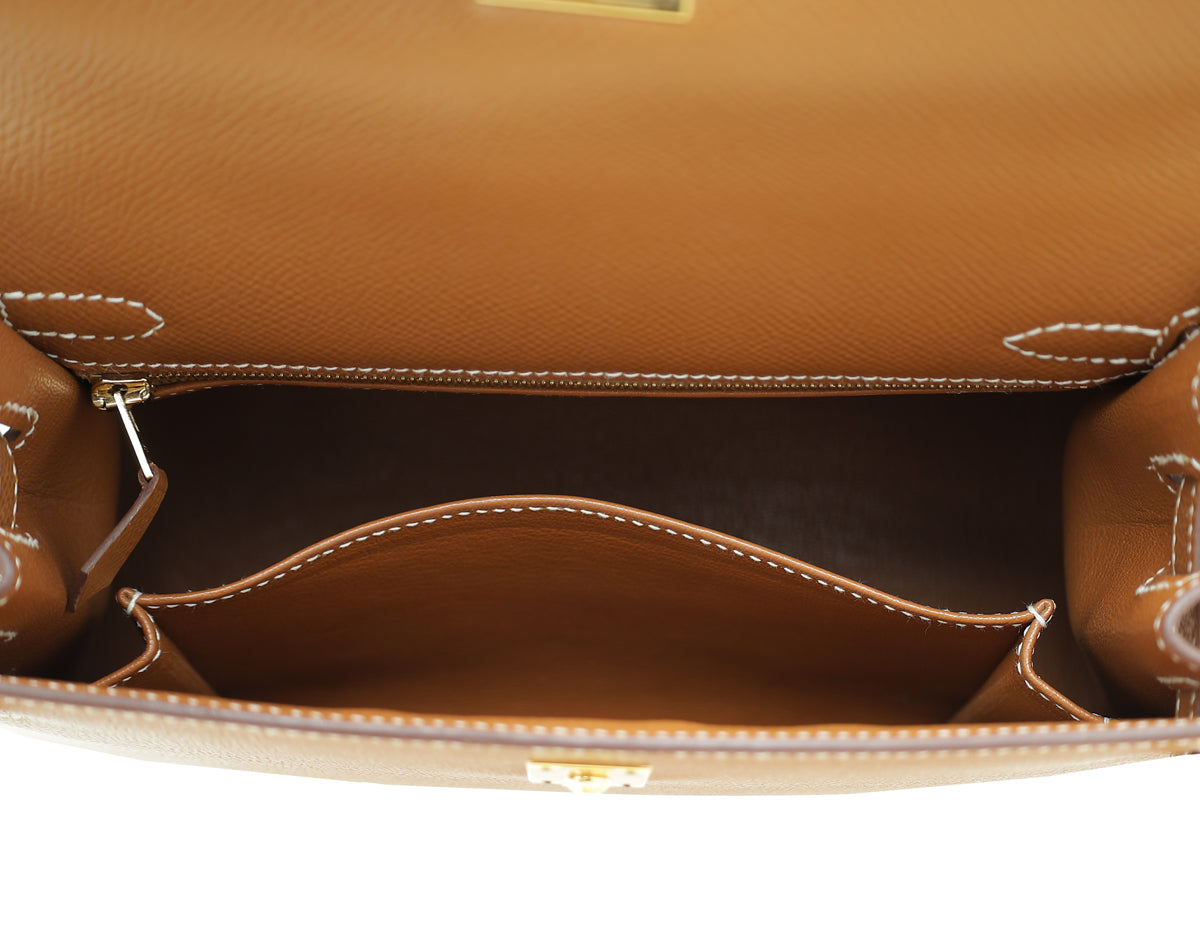 Hermes Gold Sellier Kelly 25 Bag