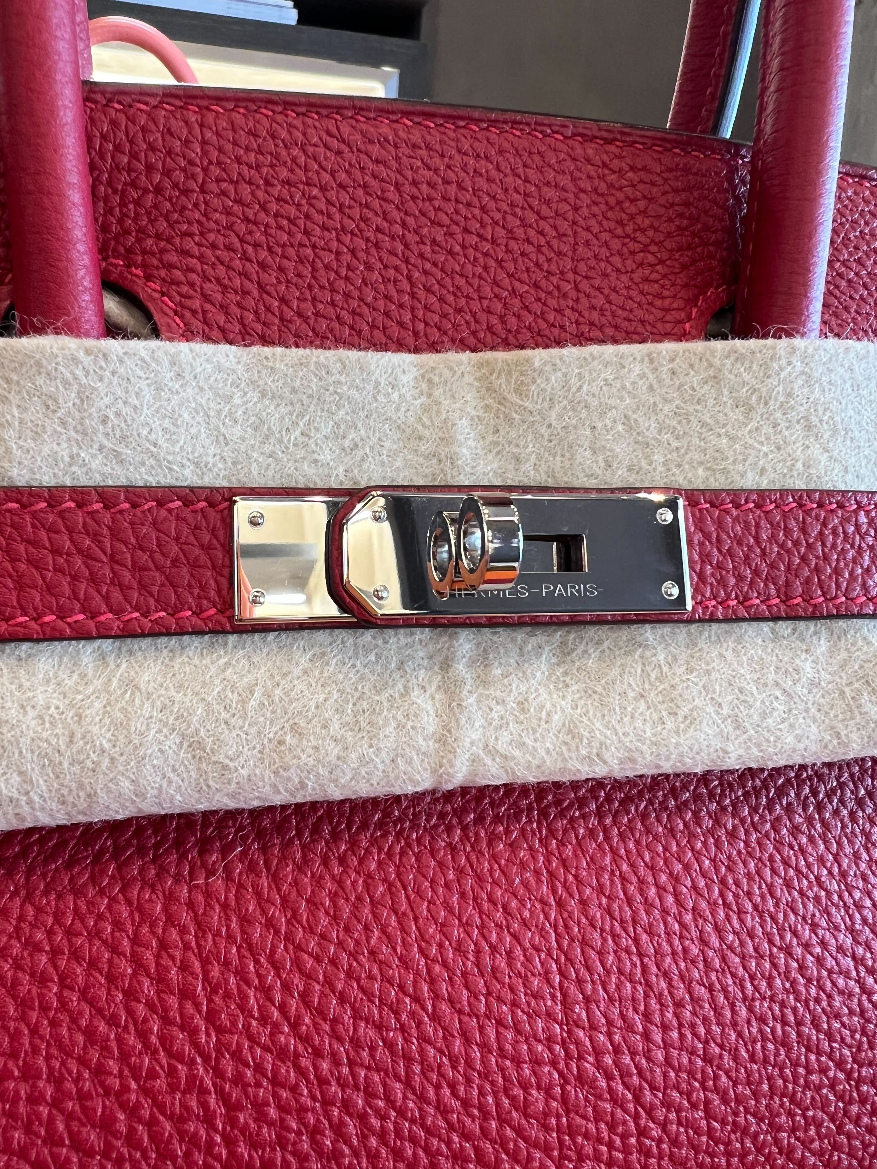 Hermes Birkin 30 Rouge Vif Togo Palladium Hardware