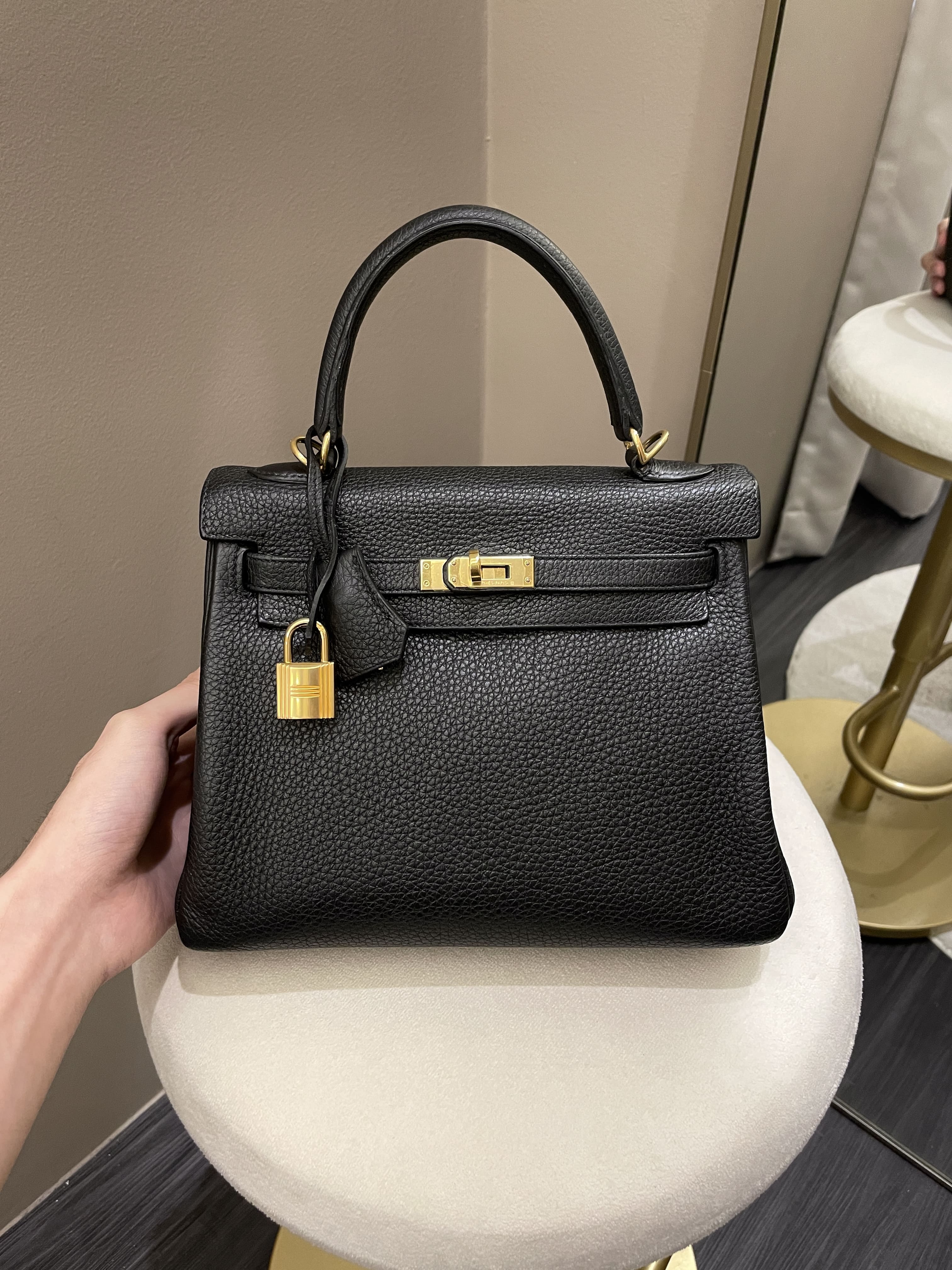 Hermes Kelly 25 Black Togo