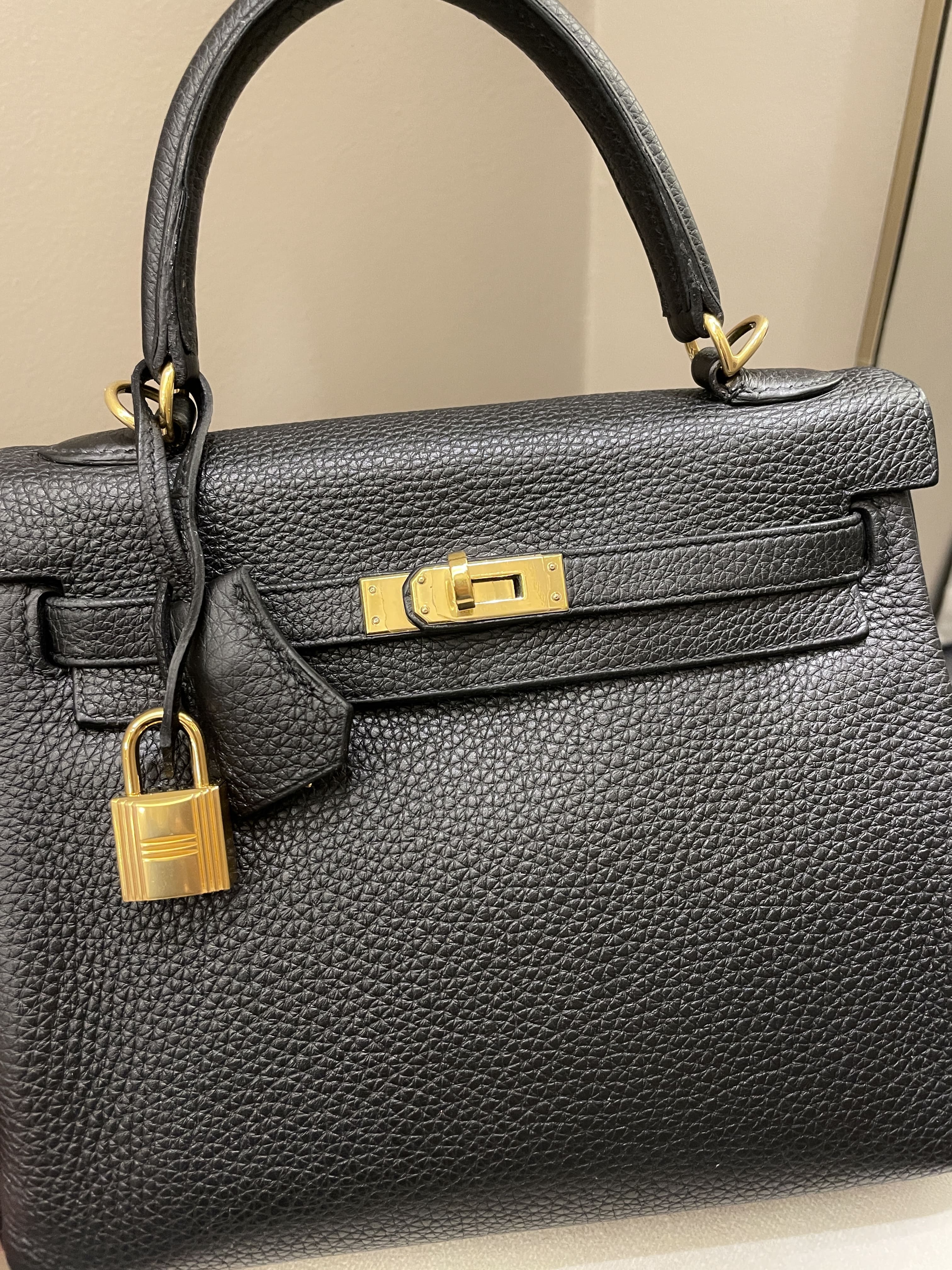 Hermes Kelly 25 Black Togo