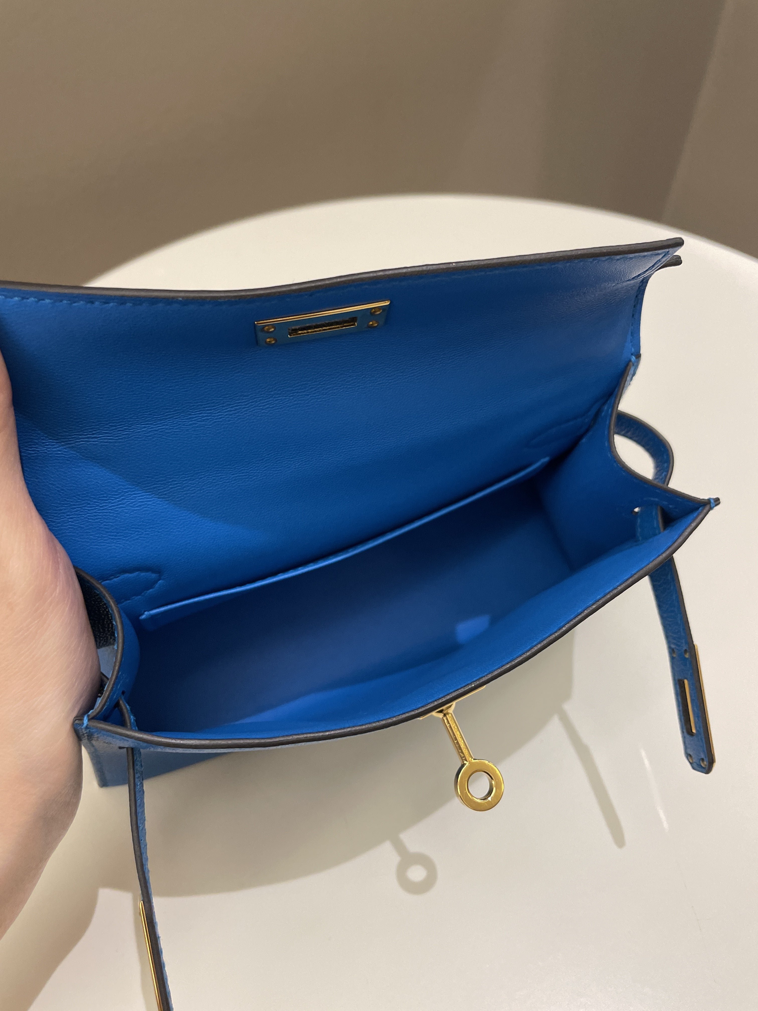 Hermes Mini Kelly 20 Bleu Hydra Chèvre