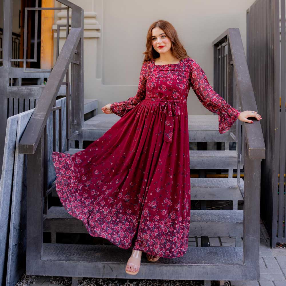 Wine maxi dress