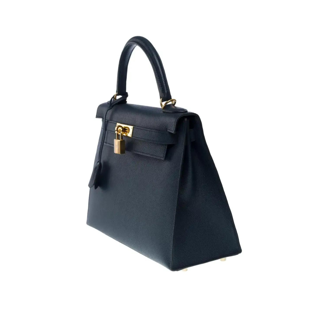 Hermes Kelly 25 Sellier Epsom Blue Indigo Gold Hardware