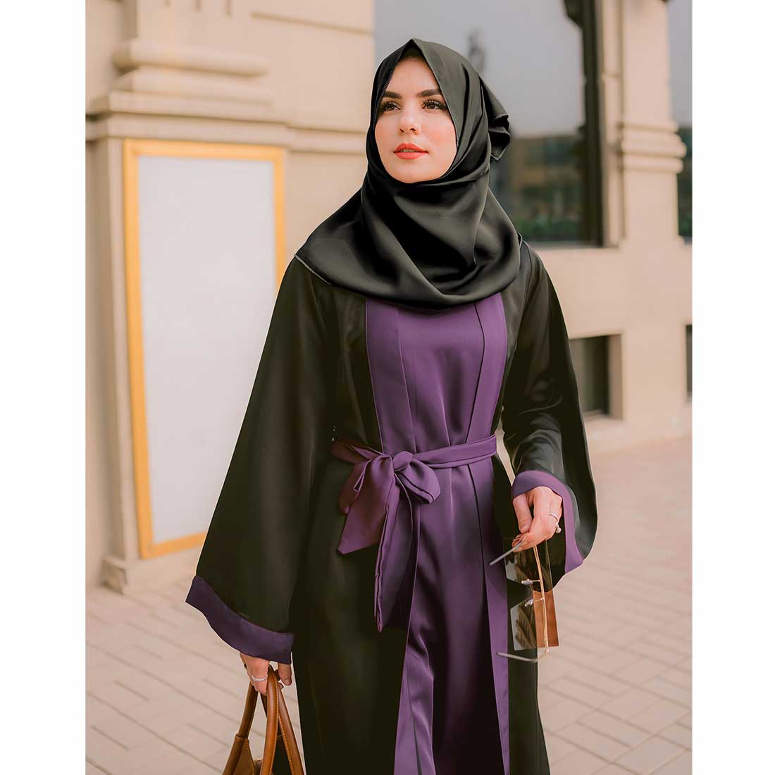 Slay Abaya (Black & Purple)