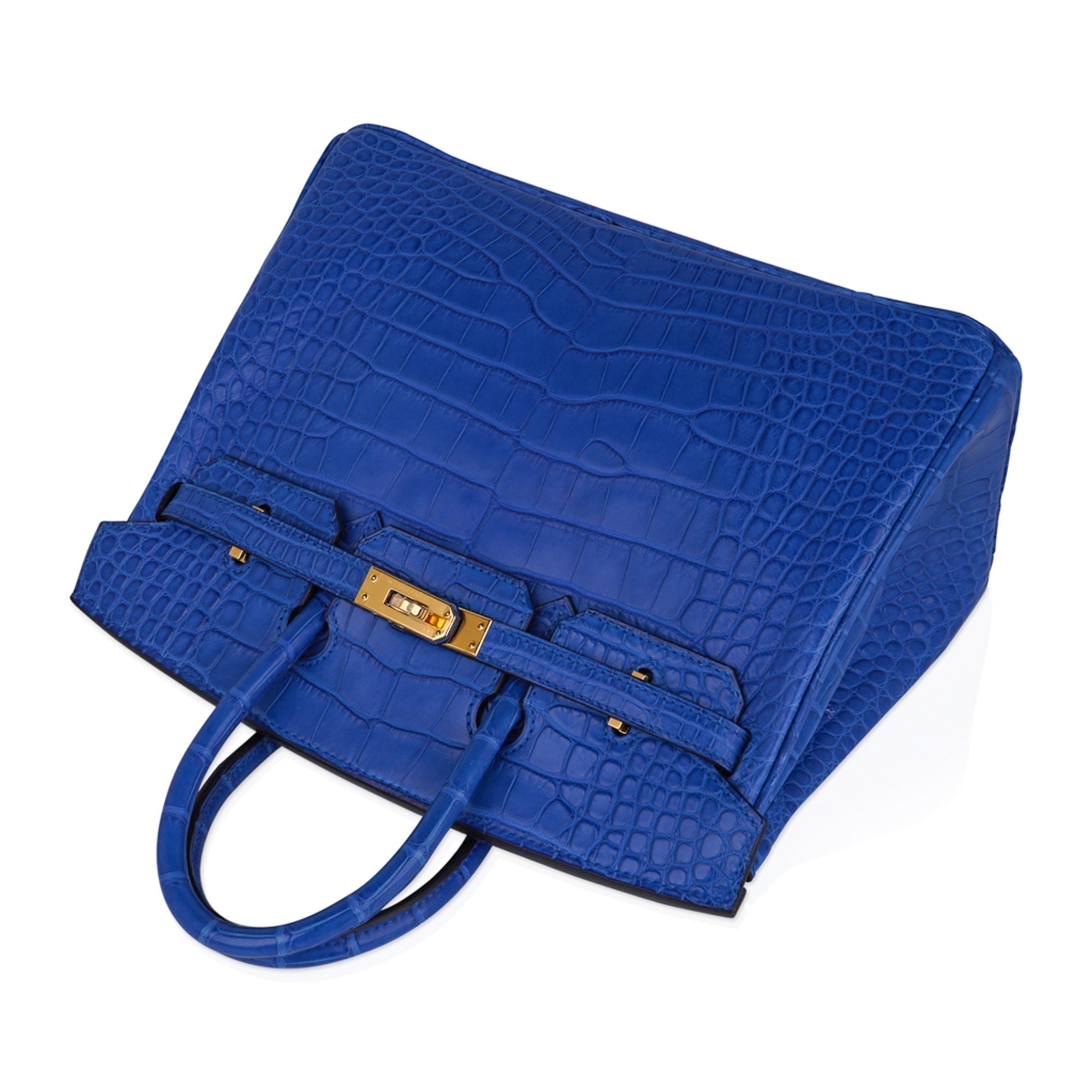 Hermes Birkin 25 Bag Blue Zellige Matte Alligator Gold Hardware