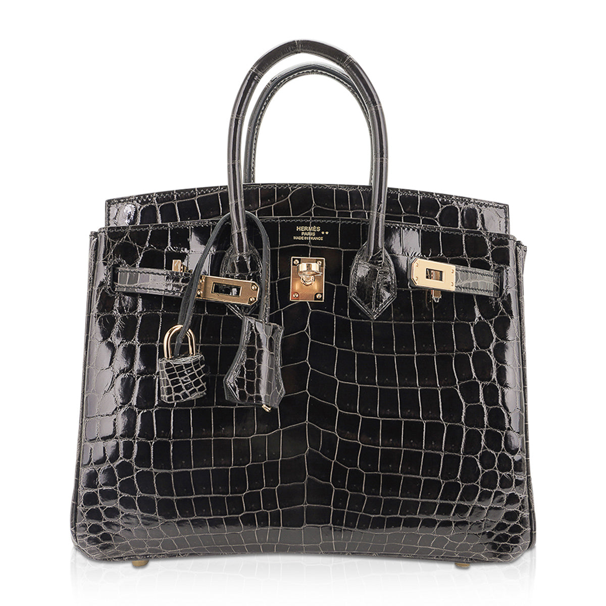 Hermes Birkin 25 Bag Graphite Crocodile with Palladium Hardware