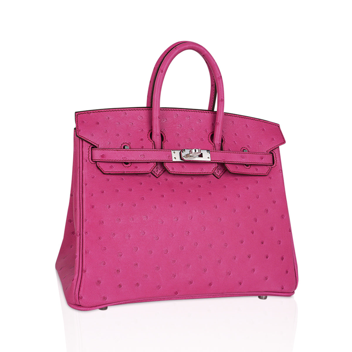 Hermes Birkin 25 Bag Fuchsia Ostrich with Palladium Hardware