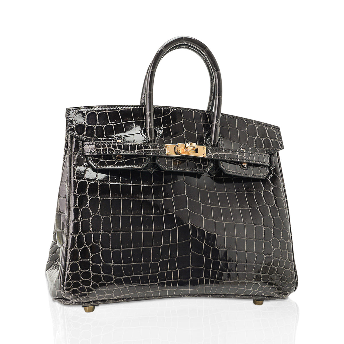 Hermes Birkin 25 Bag Graphite Crocodile with Palladium Hardware