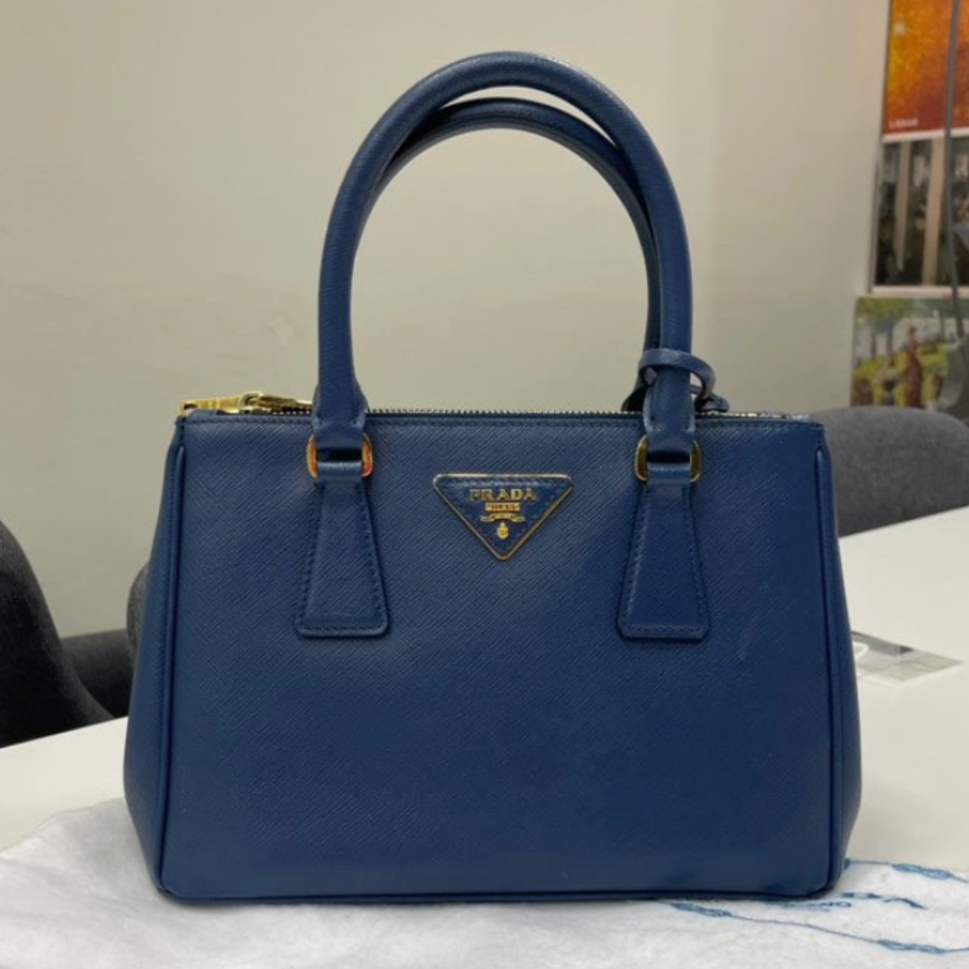 Prada Turquoise Saffiano Leather Galleria Tote Bag, Blue
