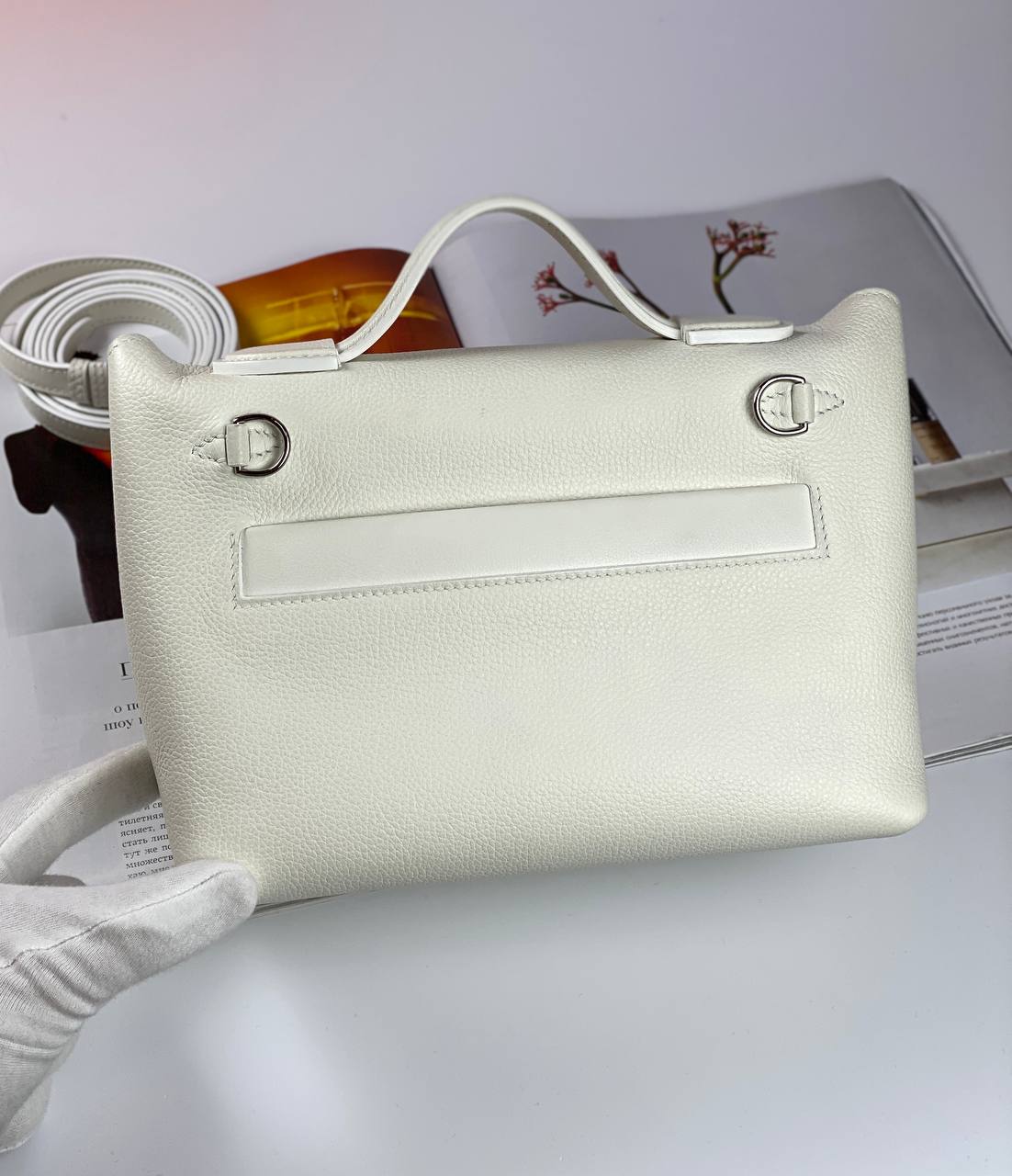 Hermes 24/24 Bag Evercolor with Swift 21 white palladium-platedHardware