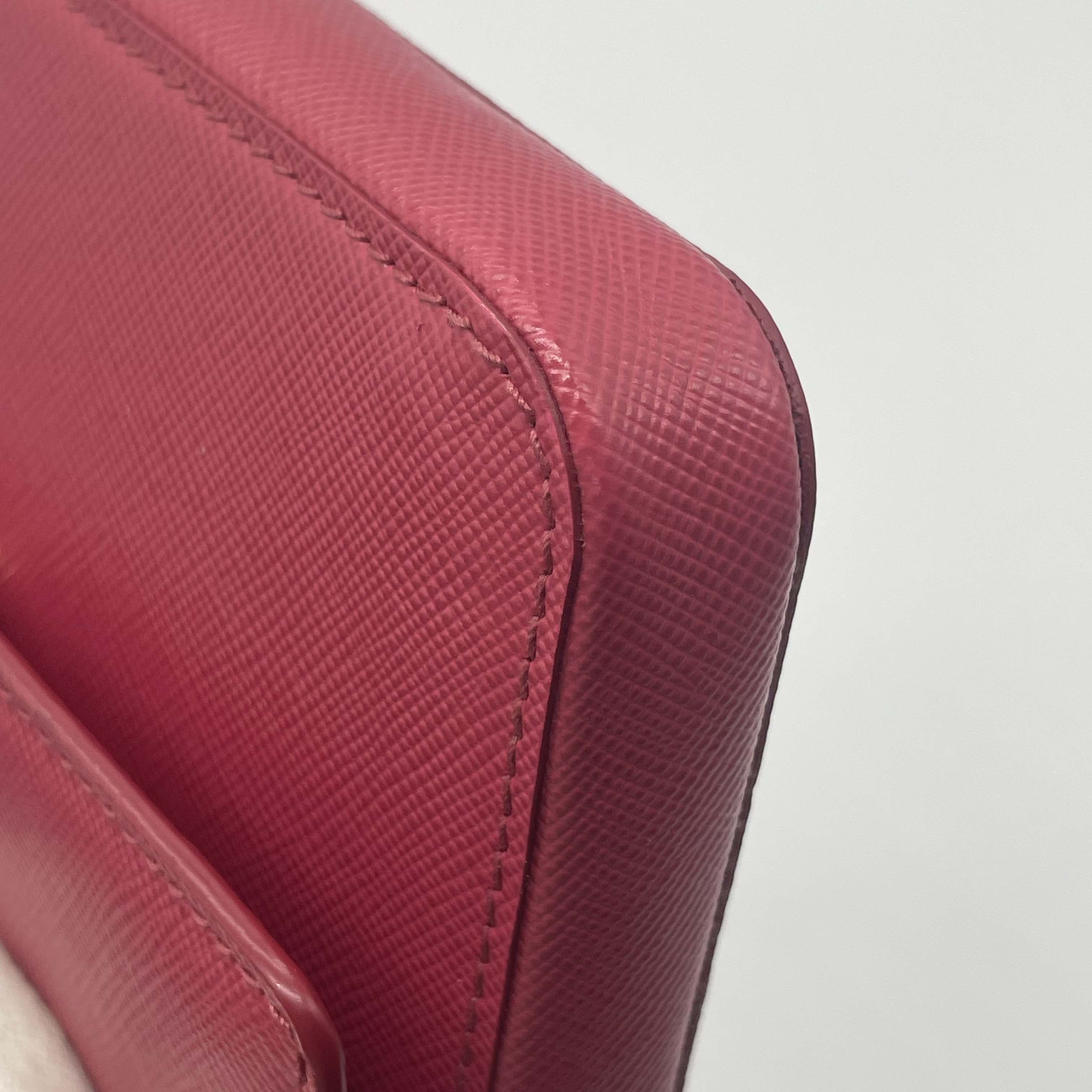 Prada Saffiano Vintage Clutch Crossbody Bag,Leather,Pink